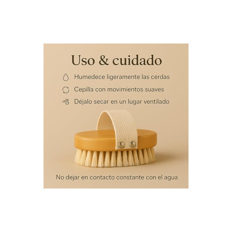 Cepillo Corporal exfoliante 100% Natural Suave, Libre de Plástico, Mango