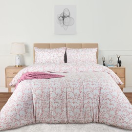 Utopia Bedding Utopia Bedding Double Vines Coral Print Duvet Cover Set - Soft Microfibre Polyester - Bedding Quilt Cover Set