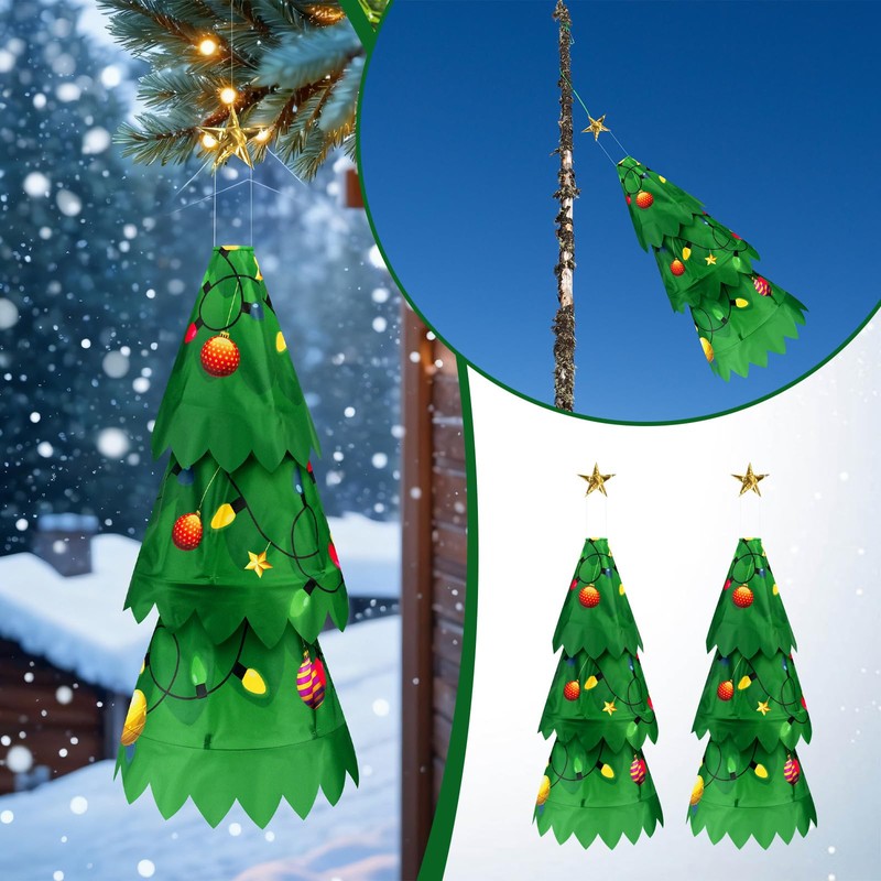 Chunm 2 Pcs Christmas Tree 3D Windsock Applique Christmas Tree