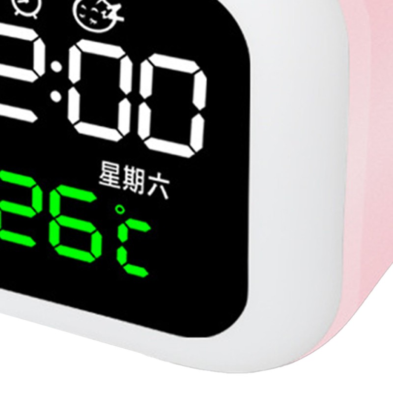 LED Alarm Clock Night Light USB Rechargeable Mirror Design Adjustable