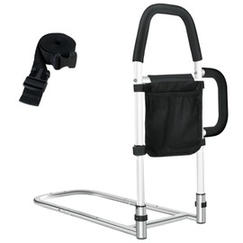 Kaucytue Bed Rails for Elderly Adults - Bed Assist Rail for Seniors with 2 Grab Bars & Storage Pocket Safely Assist Bar Fall Prevention, Fits King, Queen, Full, Twin Bed, Support Up to 300lbs