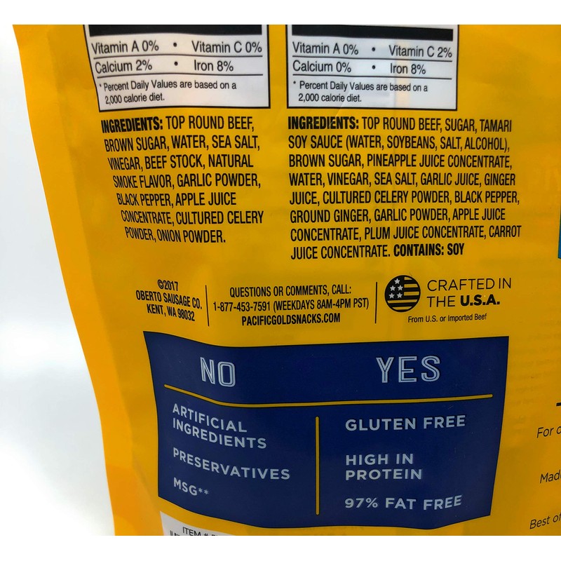 Pacific Gold Beef Jerky Original & Teriyaki, 12 Count Per