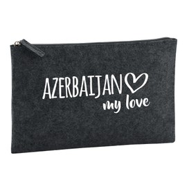 Huuraa Kulturbeutel Azerbaijan My Love Geschenk 1 Liter Charcoal Filz Azerbaijan Geschenkidee