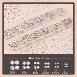 BELLEBOOST Nail Art Rhinestone Kit, 15ml Rhinestone Gel Glue+Colorful Gems+Flatback Glass Crystal AB&Clear Gemstones with Pickup Tools for Bedazzling Nail and Face Makeup