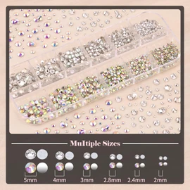 BELLEBOOST Nail Art Rhinestone Kit, 15ml Rhinestone Gel Glue+Colorful Gems+Flatback Glass Crystal AB&Clear Gemstones with Pickup Tools for Bedazzling Nail and Face Makeup