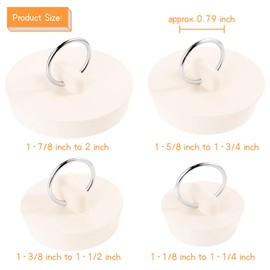 KANOSON Drain Stopper, 4 Pcs Bath Plugs Rubber Sink Plug Set Kitchen Sink Stopper Plug with Hanging Ring for Bathtub, Bathroom and Kitchen - Beige (4 Sizes)