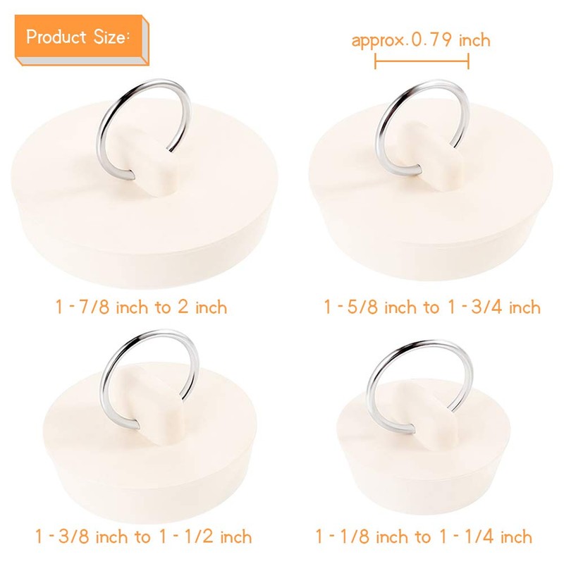 KANOSON Drain Stopper, 4 Pcs Bath Plugs Rubber Sink Plug