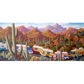 Stephen Morath "More Snowbirds in Cactusland", small print, 12"h x 16" image