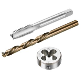 Boxonly Tap and Die and Drill Bit Set,M10x1.5 Left Hand Thread Milling Tap and Round Die,8.5mm Cobalt High Speed Steel Twist Drill Bit