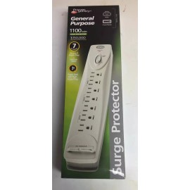 Power Sentry 7 Outlet 1100 Joules Surge Protector w/ 3' Right Angle Plug #100173