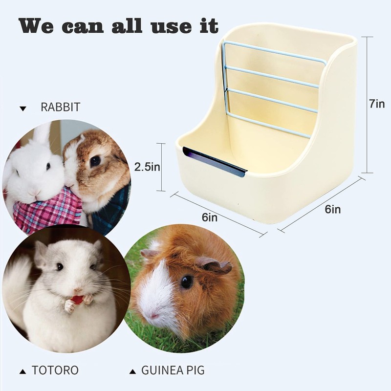 HERCOCCI Rabbit Hay Food Bin Feeder and Bunny Water Bottle