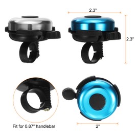 sourcing map 2pcs Bike Bell Classic Bicycle Bell with Loud Crisp Clear Sound Bike Ring Bell Aluminum Bike Accessories for Road Mountain Bike, Blue Silver Tone