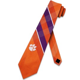 Clemson Grid Neck Tie with College Sports Team Logo