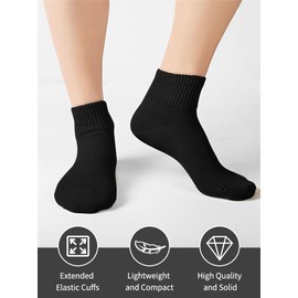 FGZ Womens Socks Thin Ankle Socks Soft Cotton Lightweight Breathable 5 Pair,Size5-9,Black