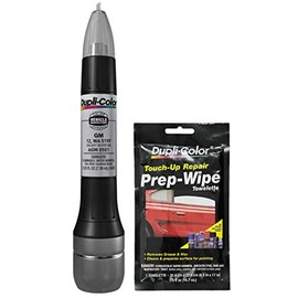 Dupli-Color AGM0501 Metallic Galaxy Silver Exact-Match Scratch Fix All-in-1 Touch-Up Paint Compatible with GM Vehicles Bundle with Prep Wipe Towelette (2 Items)