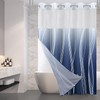 TWLSNCD Extra Long No Hook Ombre Navy Blue Striped Shower