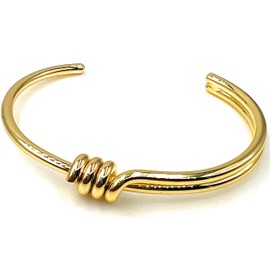 LESLIE BOULES Gold Twisted Cuff Bracelet for Women 18K Plated Italian Design