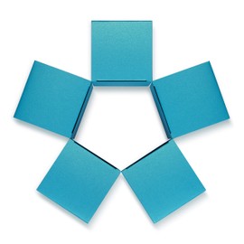 Quotidian Aqua Foldable Large Vintage Italian Pearlescent Paper Glitter Gift Boxes with Lids 4" x 4" x 4" (10 x 10 x 10cm) Pack of 12 - Cookie Bakery Candy Party Wedding Holiday