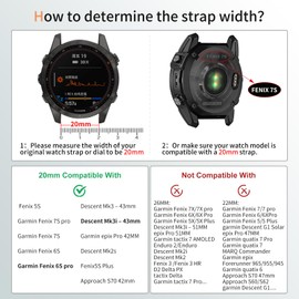 MDBBLBM Silicone WatchBand Compatible With Fenix 8 AMOLED 43mm/7S/6S/5S, 20mm Quickfit Sport Band for Fenix 7S Pro/6S Pro/5S Plus, Descent Mk3/Mk3i 43mm, Epix Pro, Approach S70 42mm