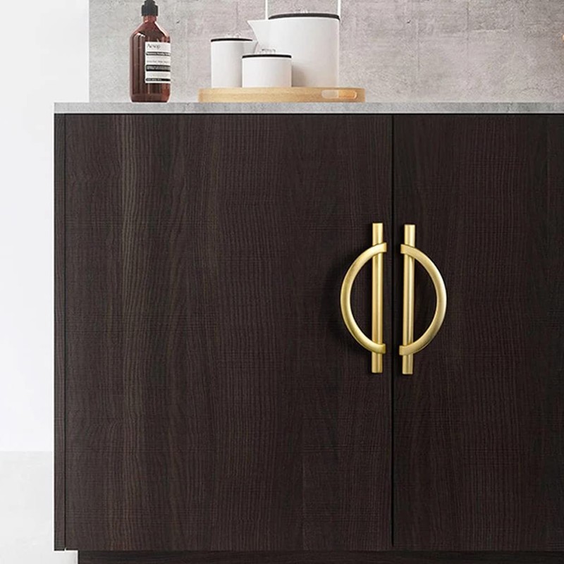 DAPANIY Brushed Gold Cabinet Pulls Drawer Pulls, Half Moon Shape