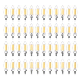 Sigalux Dimmable LED Chandelier Light Bulbs,E12 Base,60W Equivalent,2700K Soft White, B10 Candelabra Light Bulb,Type B Filament Candle Light Bulbs, 48 Pack