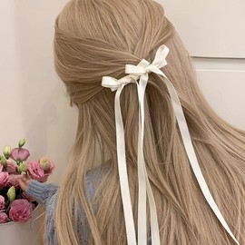 Pack of 10 long ribbons hair bow hair clips women's bow hair bow ribbon hair clip hair bows girls satin ribbon bows hair clips hair clip hair accessories women hair clip hair accessories