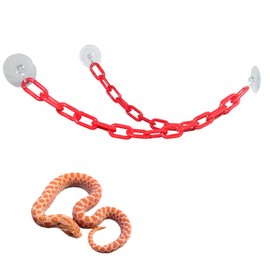 MinrzPet Red Plastic Climbing Chain for Reptiles – Adjustable Jungle Gym with Suction Cups | Terrarium Accessories for Geckos, Tree Frogs, Small Snakes & Arboreal Pets