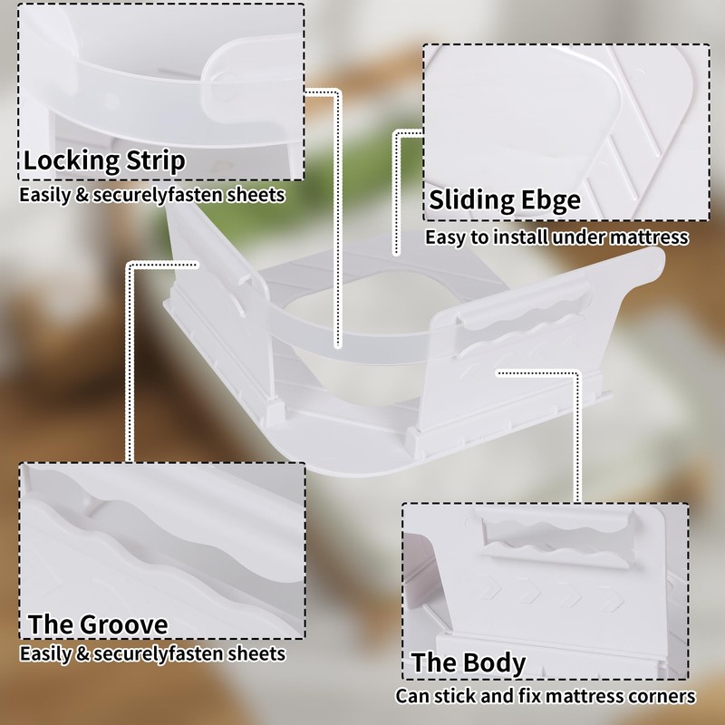 Meplait 4 Pack Bed Sheet Holder with Lock Strips, Lock