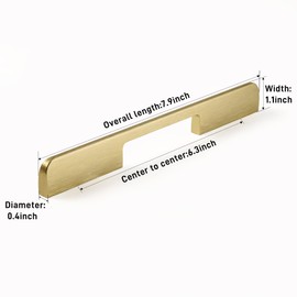 Satanga Kitchen Cabinet Pulls Hole Center 6.3 inch Brush Brass Bar Modern Cupboard Pull 10 Pack Solid Euro Style Dresser Handles Bathroom Bedroom Hardware Door Furniture Wardrobe Pull Overall 7.9"