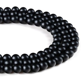 Onyx Semi-Precious Stone Black Beads Polished and Matt Set Semi Precious Stone, 1 Pack, 4/6/8/10 mm Pearl Strand Bead Necklace (10 mm Round Matte)