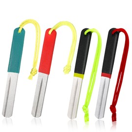 Skylety 4 Pcs Hook Sharpener Hook File for Fishing Diamond File with Handle Portable Fishing Sharpener with Double Sided Fine and Medium Grit, 4 Inch (Multiple Colors)