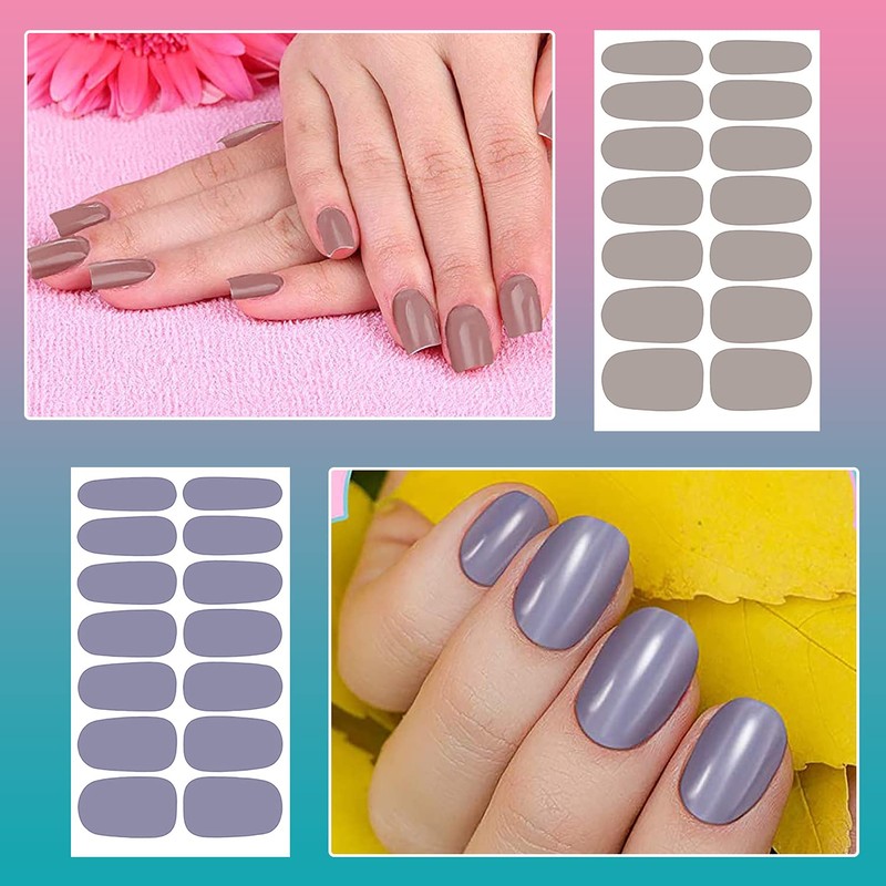 SILPECWEE 224 Pieces 16 Sheets Nail Polish Strips Solid Color