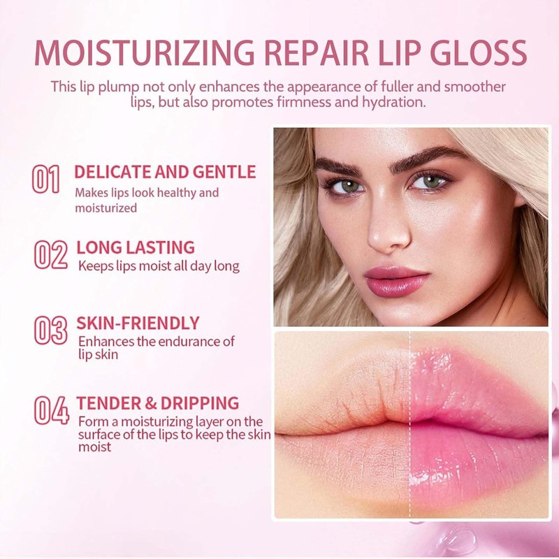 Pink Tinted Lip Plumper Serum - Natural Moisturizing Balm for