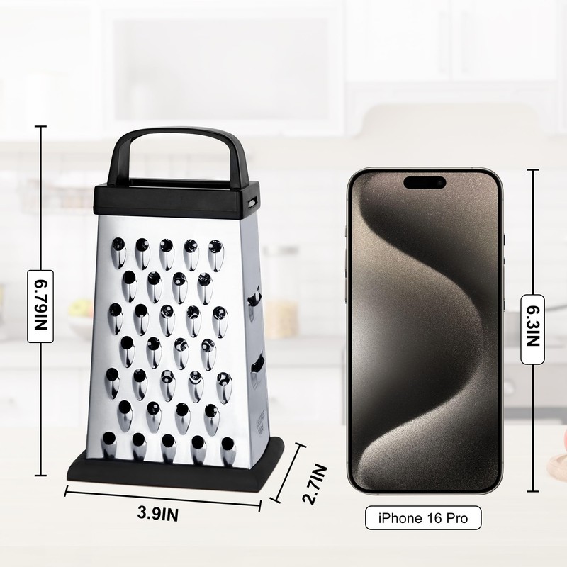 Cheese Grater, Mini Size 4-Sided Stainless Steel Grater, Food Shredder