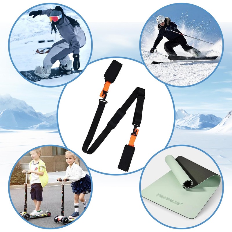 Ski Carry Strap, Skiing Skateboard Adjustable Shoulder Strap, Ski Pole