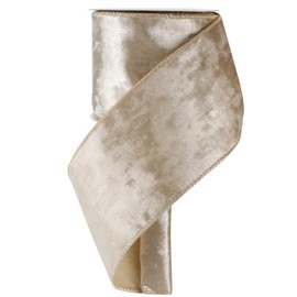 MAYREEL Champagne Gold Crushed Velvet Ribbon Wired 4" x 10 Yards Extra Wide Christmas Wired Edge Ribbon Gold Christmas Decorations Ribbon for Gift Wrapping Wreath Tree Topper Bow Making Crafts