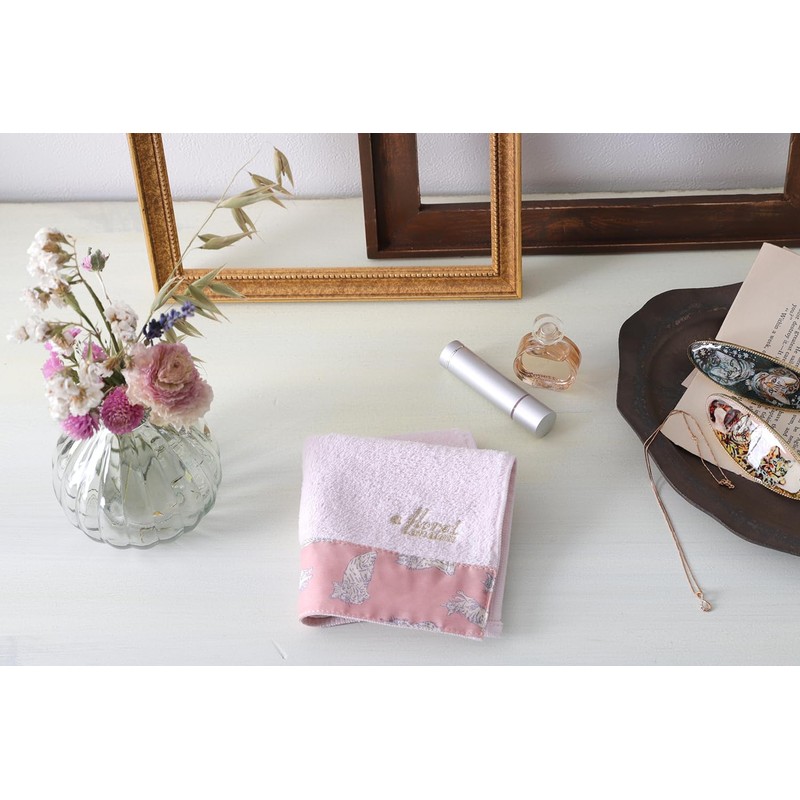 DDintex FLORET LONDON Ruched Hand Towel, Miao, Pink, 7.9 x