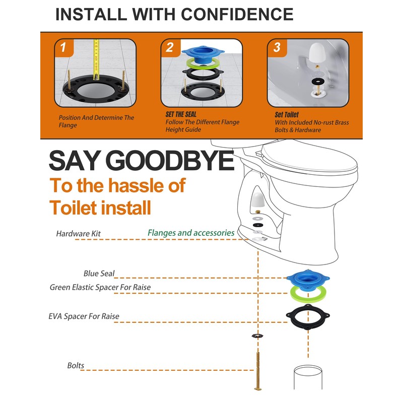 boeemi Elastic Wax Ring Toilet Repair Kit - No Wax