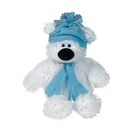 Fun Express Plush Holiday Polar Bear - Large (Sitting, 11 inches) Holiday Stocking Stuffers & Plush Toys