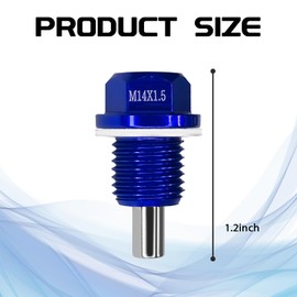 UZZH M14x1.5 Magnetic Oil Drain Plug, Aluminum Oil Pan Drain Plug Repair Kit with Crush Washer Gaskets, Oil Drain Nut Bolt for Most Ford, GM, Hyundai, KIA, Accord, Civic, Odyssey, Motorcycles (Blue)