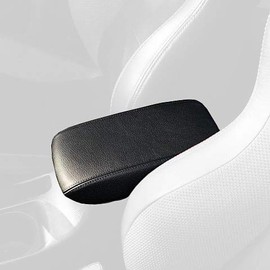 RedlineGoods armrest Cover Compatible with Mitsubishi Lancer Evo 7/8/9 2001-07. Tailor Made - not Universal. Genuine top-Grade Italian Black Suede (Alcantara) with Silver Thread