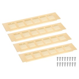 QUARKZMAN Air Vent Cover, Pack of 4, 250 x 60 mm, Aluminium Alloy Mesh Air Return Air Grille Cover, Rectangular Ventilation Grille for Shoe Cabinet, Wardrobe (Gold)