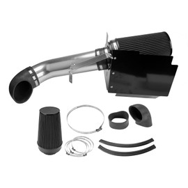 PHILTOP Cold Air Intake Kit Compatible with 1999-2006 G-M-C/Che-vy V8 4.8L/ 5.3L/ 6.0L, Filters System Kits 4" Black Polished Aluminum High Flow