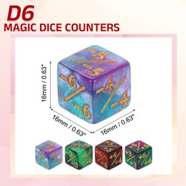 sourcing map 48Pcs Magic Dice Counters, Acrylic D6 Life Token Dice Set with Pouch for Standard Cards Gaming Accessories, Red & Black, Green & Black, Green & Purple, Blue & Purple