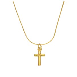 jewellerybox Small Gold Plated Sterling Silver Cross Necklace - 14 Inches