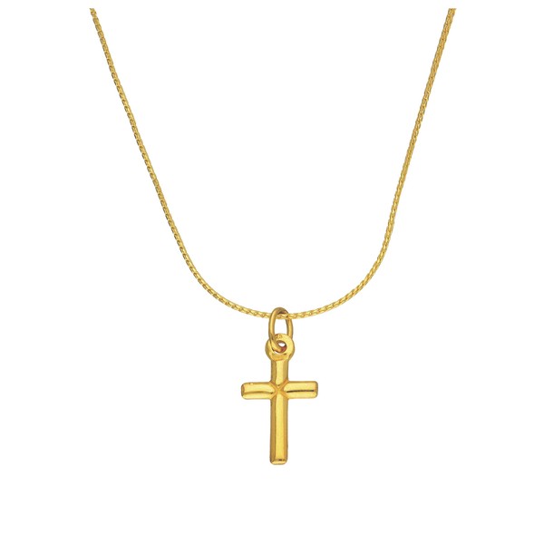jewellerybox Small Gold Plated Sterling Silver Cross Necklace - 14
