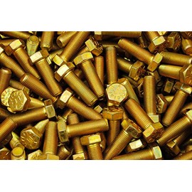 (50) Hex Head Bolts 1/2-20 x 1-1/2 Grade 8 Fine Thread Yellow Zinc USA Made