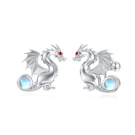 MONGAS Dragon Earrings Sterling Silver Dragon Screw Back Stud Earrings Dragon Jewelry for Women