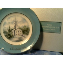 RHTF VTG 1974 AVON CHRISTMAS PLATE COUNTRY CHURCH -NEW IN BOX-FREE SHIPPING