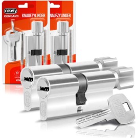 GERCAR Knob Cylinder 35/35 Lock Cylinder Set of 2 Keyed Alike Cylinder Lock Door Lock with 10 Keys Length 70 mm A:35 B:35 Set of 2
